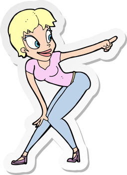 sticker of a cartoon pretty woman pointing png