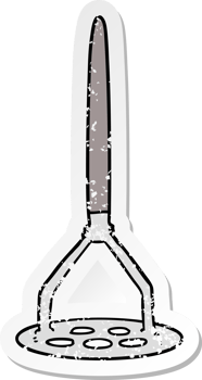 distressed sticker of a cartoon potato masher png