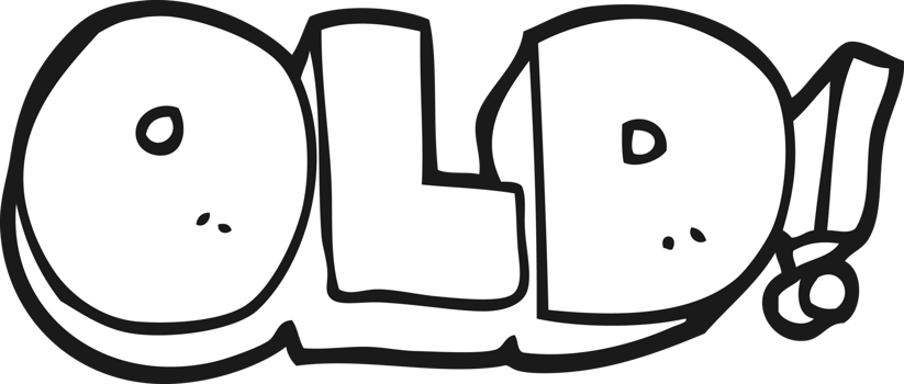 drawn black and white cartoon word old png