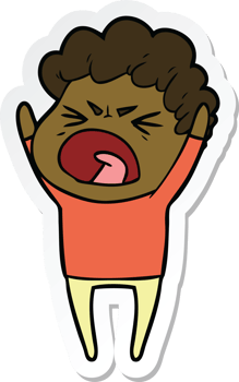 sticker of a cartoon furious man png