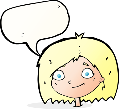 cartoon happy female face with speech bubble png