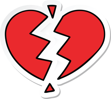sticker of a cute cartoon broken heart png