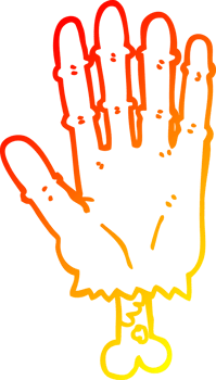 warm gradient line drawing of a cartoon zombie hand png