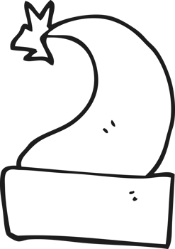drawn black and white cartoon christmas hat png