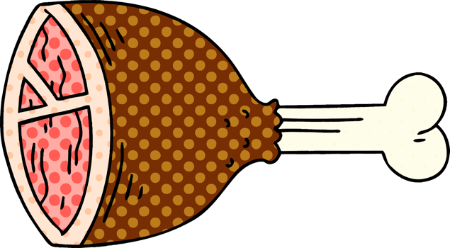 comic book style quirky cartoon meat bone png