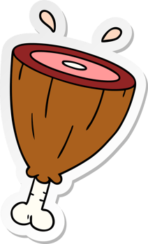 hand drawn sticker cartoon doodle of a joint of ham png