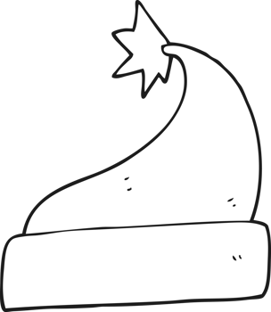 drawn black and white cartoon christmas hat png
