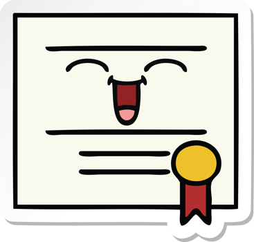sticker of a cute cartoon graduation diploma png
