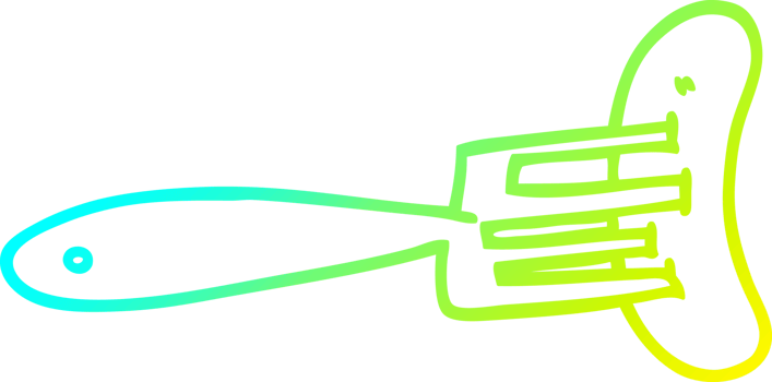 cold gradient line drawing of a cartoon sausage on fork png