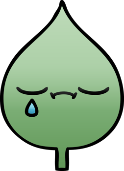 gradient shaded cartoon of a expressional leaf png