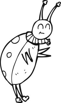 drawn black and white cartoon ladybug png