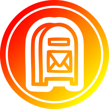 mail box circular icon with warm gradient finish png
