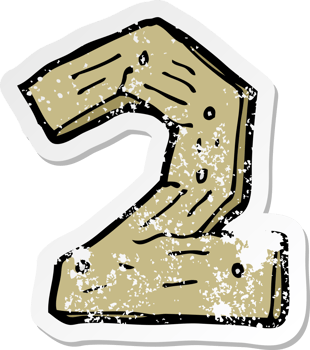 retro distressed sticker of a cartoon wooden number png