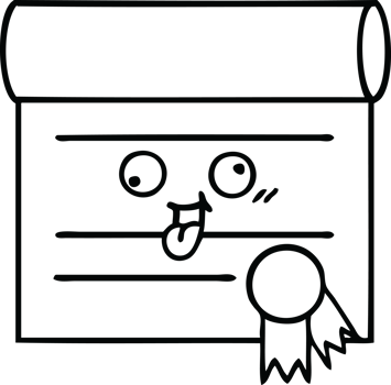 line drawing cartoon of a certificate png
