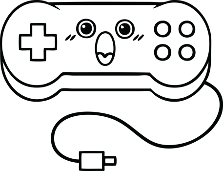 line drawing cartoon of a game controller png