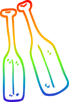 rainbow gradient line drawing of a cartoon pair of paddles png