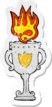 retro distressed sticker of a cartoon trophy png