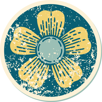 iconic distressed sticker tattoo style image of a flower png