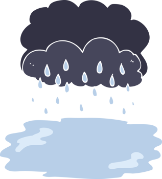 flat color illustration of rain cloud png