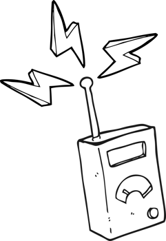 drawn black and white cartoon scientific device png