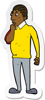 sticker of a cartoon curious man png