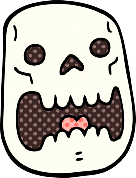cartoon doodle halloween skull png