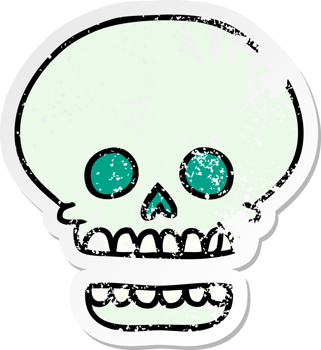 hand drawn distressed sticker cartoon doodle of a skull head png