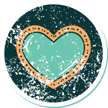iconic distressed sticker tattoo style image of a heart png