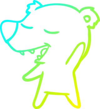 cold gradient line drawing of a cartoon bear png