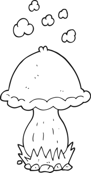 drawn black and white cartoon toadstool png