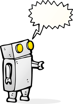 cartoon robot with speech bubble png