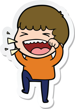 sticker of a cartoon laughing man png