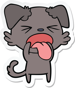 sticker of a cartoon disgusted dog png