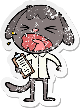 distressed sticker of a cute cartoon dog png