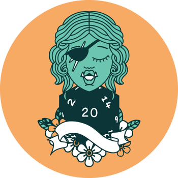 icon of half orc rogue with natural twenty dice roll png