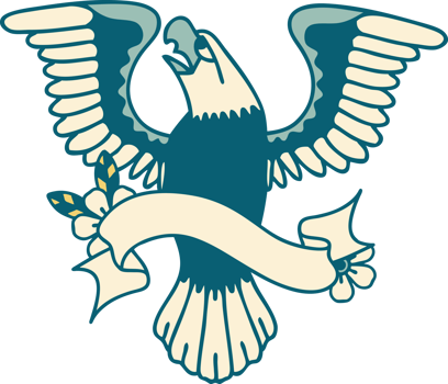 traditional tattoo with banner of an american eagle png