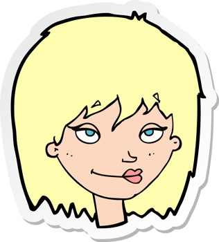 sticker of a cartoon smiling woman png