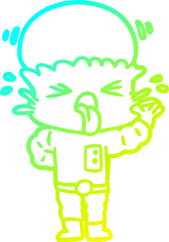 cold gradient line drawing of a disgusted cartoon alien png