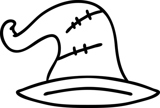 line doodle of an old wizard hat png