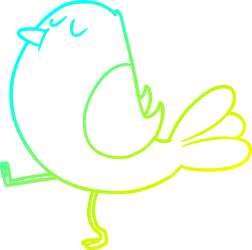cold gradient line drawing of a cartoon bird png