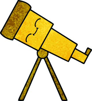 retro grunge texture cartoon of a telescope png