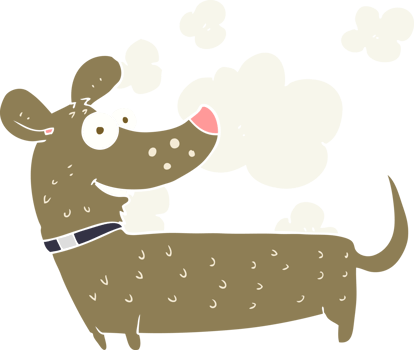 flat color illustration of happy dog png