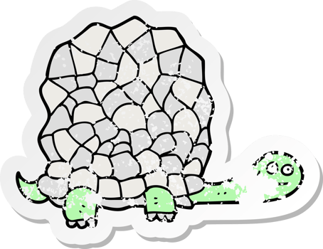 retro distressed sticker of a cartoon tortoise png