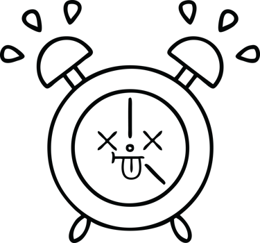 line drawing cartoon of a alarm clock png