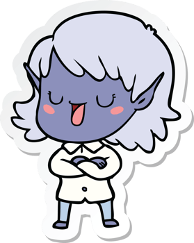 sticker of a cartoon elf girl png