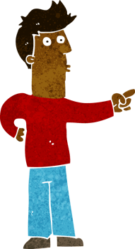cartoon curious man pointing png