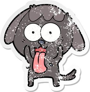 distressed sticker of a cute cartoon dog png