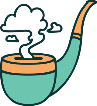 iconic tattoo style image of a smokers pipe png