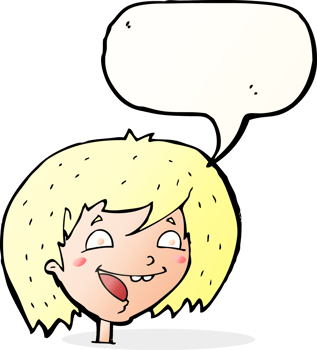 cartoon happy girl with speech bubble png
