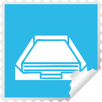 square peeling sticker cartoon of a in box png